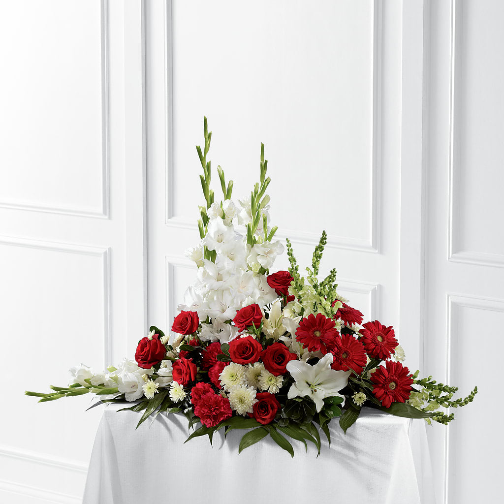 Crimson & White Arrangement – Berkeley Florist, Moncks Corner SC