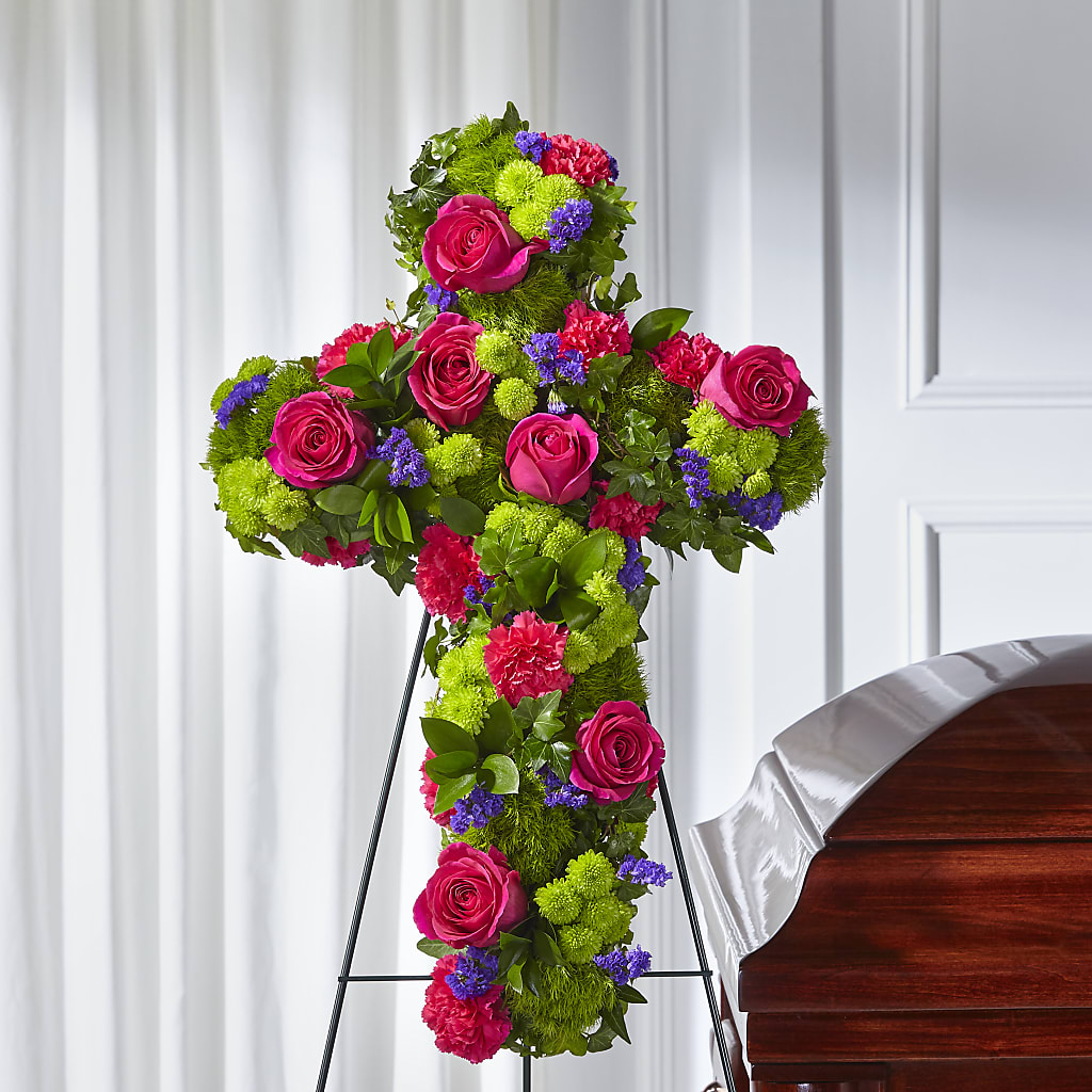 Tribute Rose Floral Cross – Berkeley Florist, Moncks Corner SC