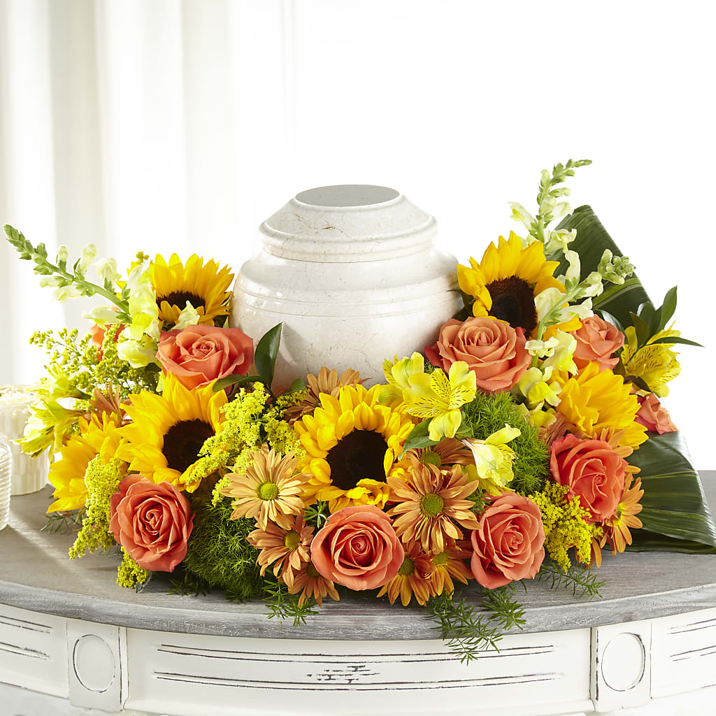 Faithful Sunflower Cremation Adornment – Berkeley Florist, Moncks Corner SC