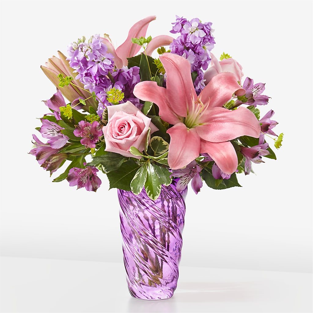 Precious Petals Bouquet with Luxe Swirl Vase – Berkeley Florist, Moncks Corner SC