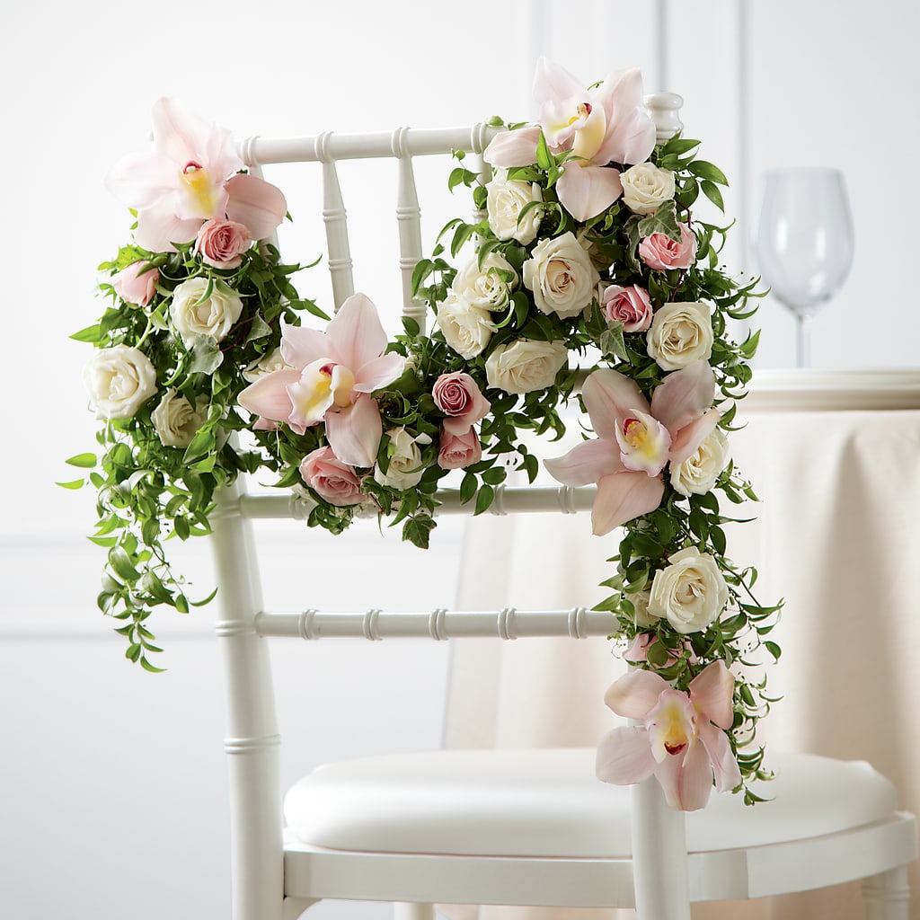 Orchid Rose Chair Décor – Berkeley Florist, Moncks Corner SC