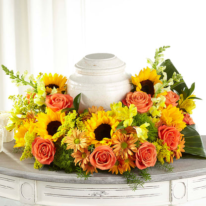 Faithful Sunflower Cremation Adornment –  Berkeley Florist, Moncks Corner SC