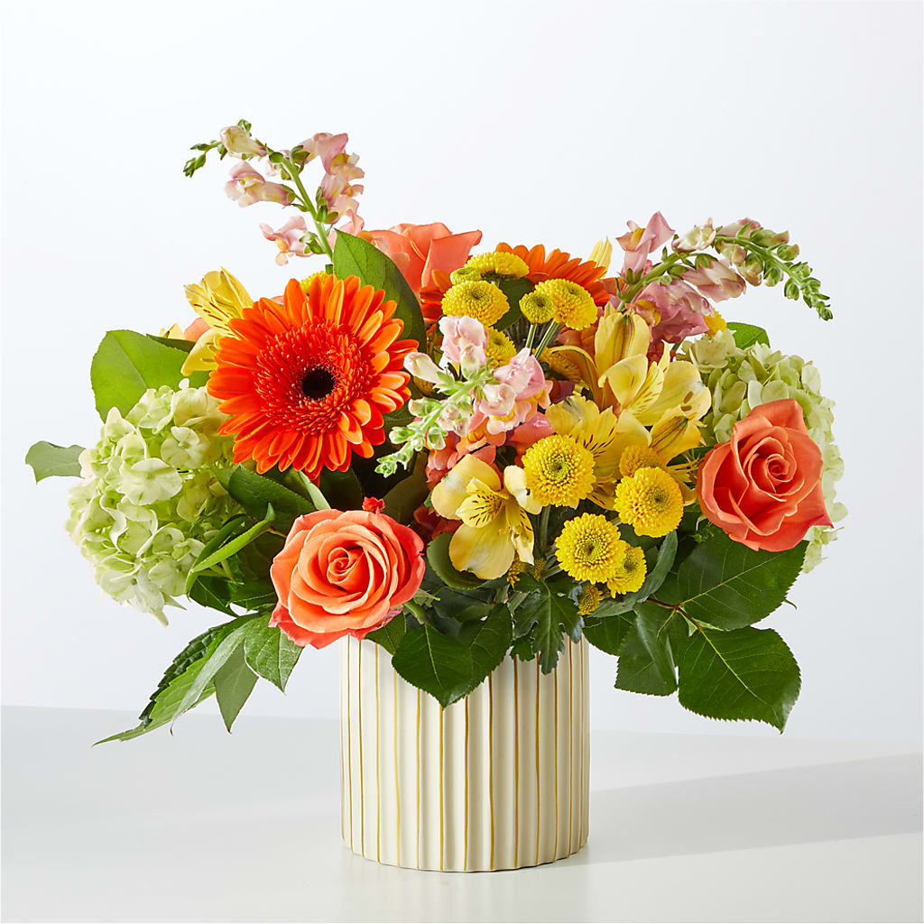 Autumn Sunshine Bouquet with Ivory Vase –  Berkeley Florist, Moncks Corner SC
