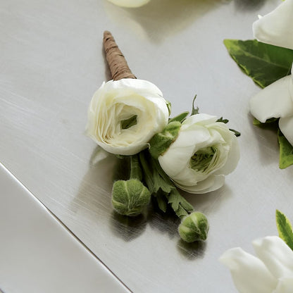 White Ranunculus Boutonniere –  Berkeley Florist, Moncks Corner SC